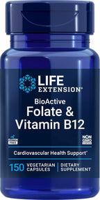Life Extension BioActive Folate y Vitamina B12, 150 Cápsulas Vegetarianas - Suplemento No Transgénico y Sin Gluten