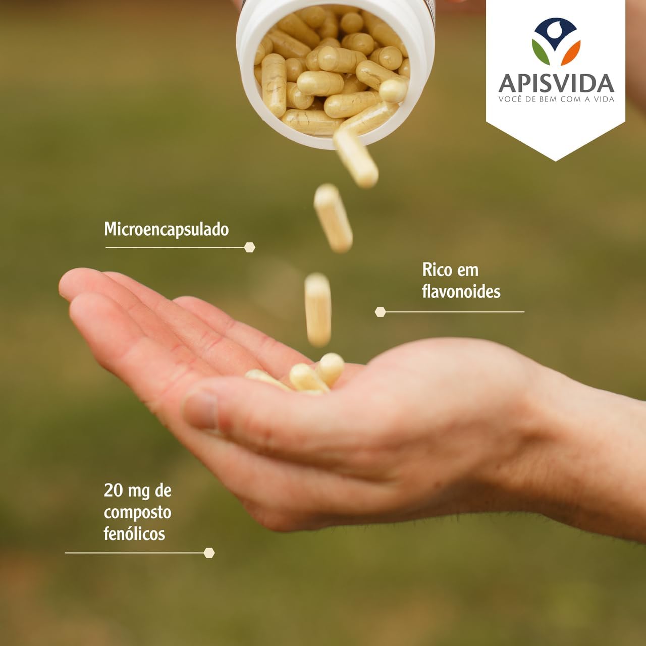 APIS VIDA PropoCaps 2000 - Cápsulas de Extracto de Propóleo Verde Microencapsulado - 20mg de Compuestos Fenólicos por Cápsula - Rico en Flavonoides - Sin Gluten - 120 Cápsulas