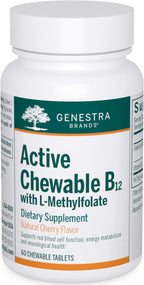 Genestra Brands Active Chewable B12 with L-Methylfolate | Vitamin B12 & Folate Supplement | 60 Chewable Tablets | Natural Cherry Flavor