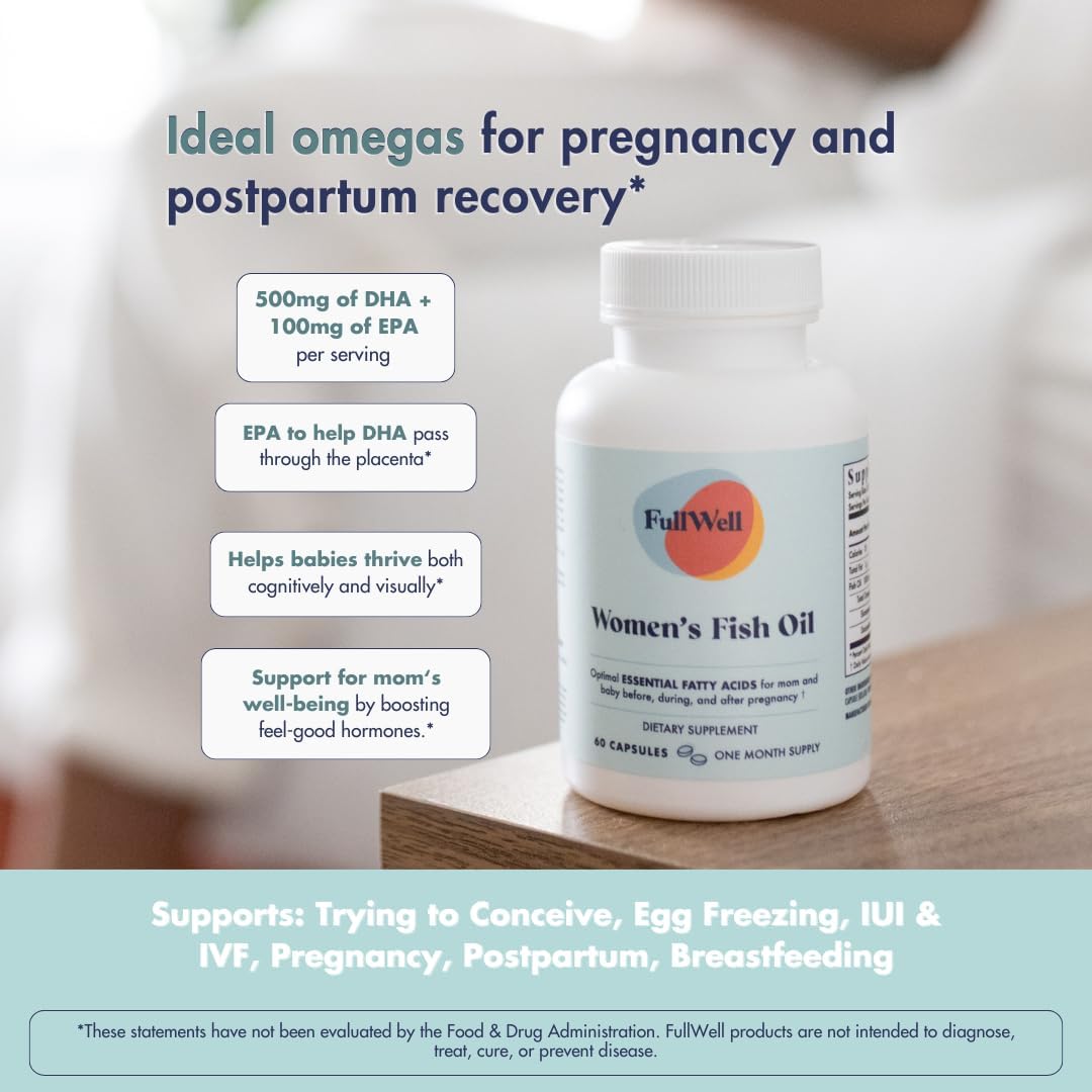 FullWell Women's Prenatal Lemon Essence Essentials - Multivitamínico Prenatal con Aceite de Pescado - 30 Dosis