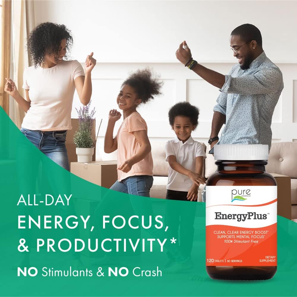 Energy Plus by Pure Essence - Suplemento de Energía Herbal Sin Cafeína - 120 Comprimidos