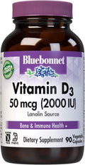 Bluebonnet Vitamina D3 2000 UI, 90 Cápsulas Vegetales