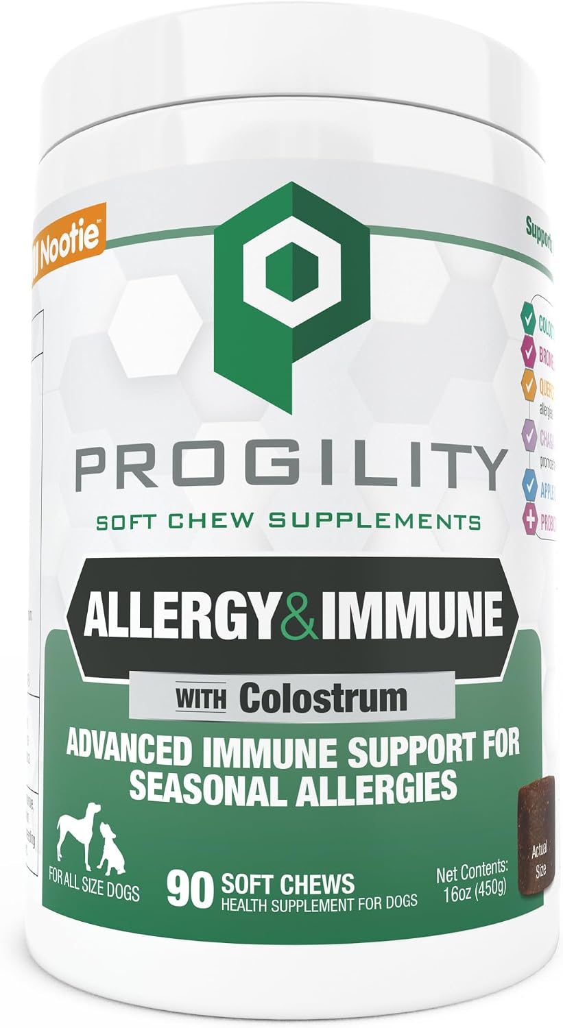 Progility Mini Allergy & Immune Supplement para Perros Pequeños y Medianos – Apoyo Inmunológico Avanzado y Alergias Estacionales, Snacks Blandos (60 unidades)