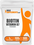 Biotin 10000mcg Powder - Vitamin B7 for Hair, Skin and Nails - Gluten-Free, 250g
