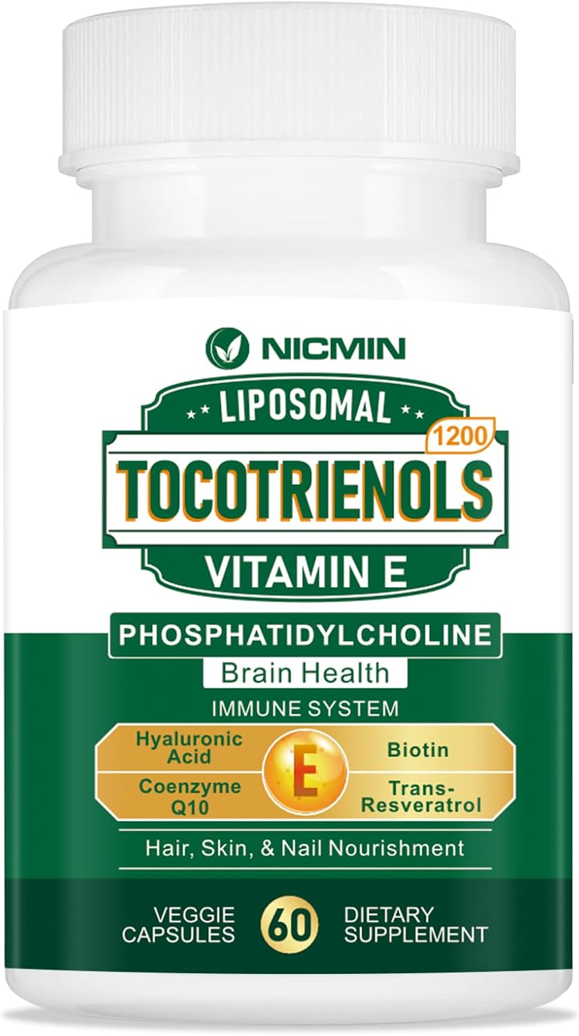 NICMIN Vitamina E Tocotrienoles Liposomales, 1200mg, 60 Cápsulas