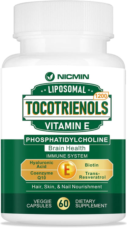 NICMIN Vitamina E Tocotrienoles Liposomales, 1200mg, 60 Cápsulas – Image 1