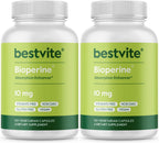 BESTVITE Bioperine 10mg (240 Cápsulas Vegetarianas) - Potenciador de Absorción - Vegano - Sin Gluten - No GMO