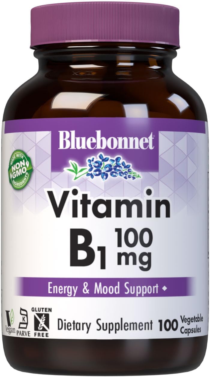 Bluebonnet Vitamin B1 100 mg - 100 Vegetable Capsules