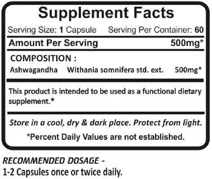 Planet Ayurveda Ashwagandha, cápsulas vegetales de 500mg - 2 botellas