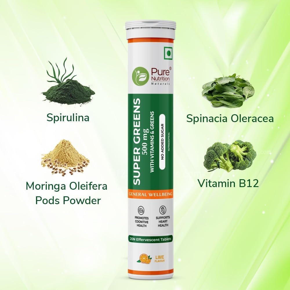 Pure Nutrition Super Greens: Comprimidos Efervescentes (40 unidades)