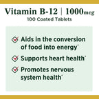 Nature's Bounty Vitamina B12 1000 mcg Comprimidos, 100 Comprimidos por Envase (Pack de 9)