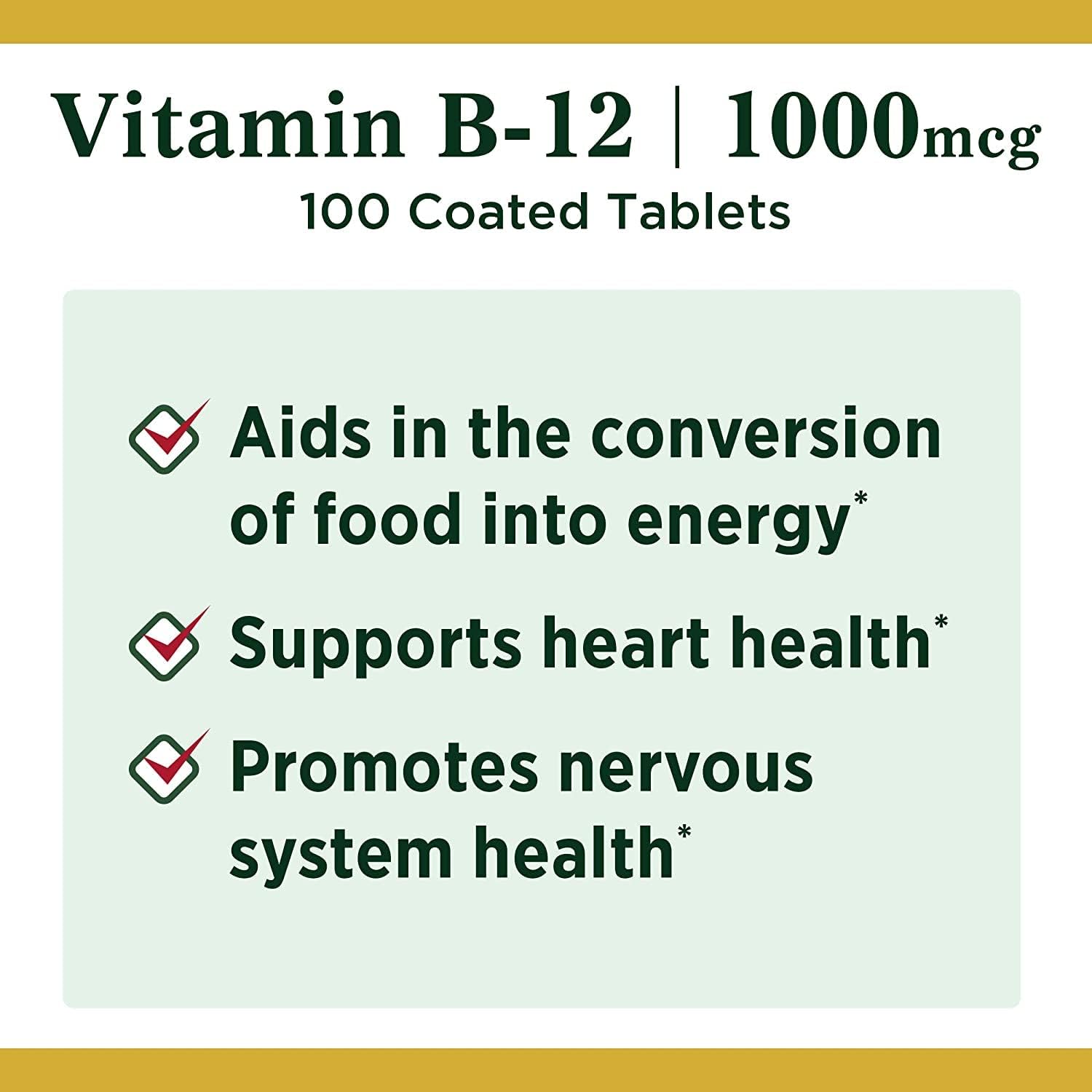 Nature's Bounty Vitamina B12 1000 mcg Comprimidos, 100 Comprimidos por Envase (Pack de 9)