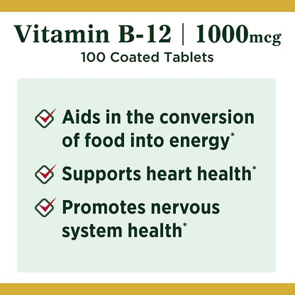 Nature's Bounty Vitamina B12 1000 mcg – Función psicológica normal: Contribuye a mantener una función cognitiva – Image 4