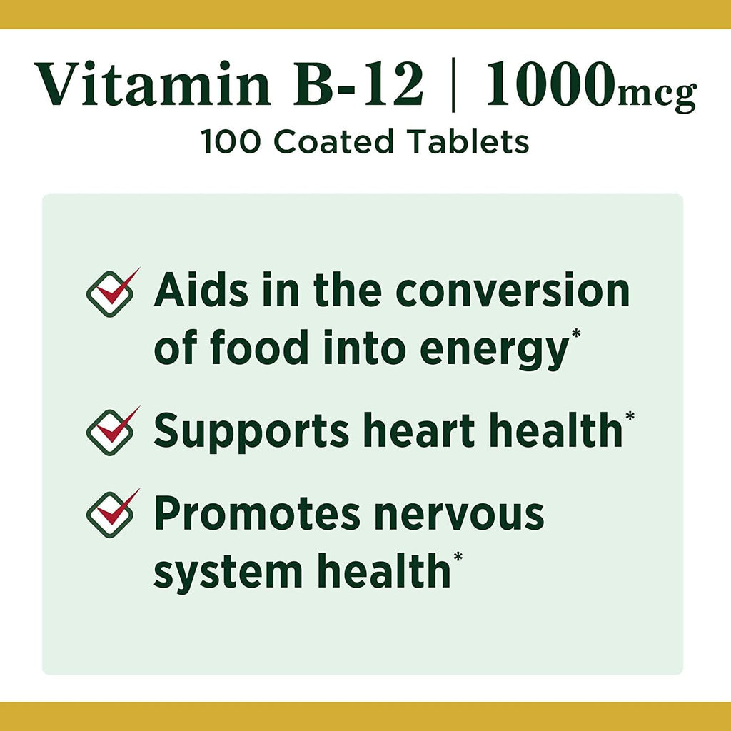 Nature's Bounty Vitamina B-12 1000 mcg, 100 Comprimidos (Pack de 9)