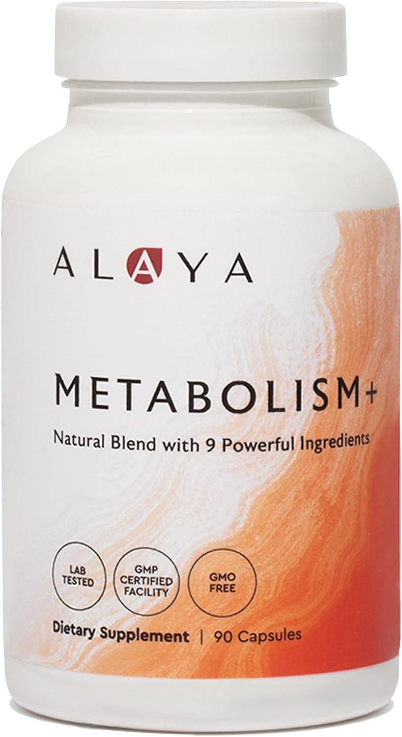 Alaya Naturals Metabolism+ - Energía Natural con Té Verde, Canela, Remolacha y Cafeína - 90 Cápsulas