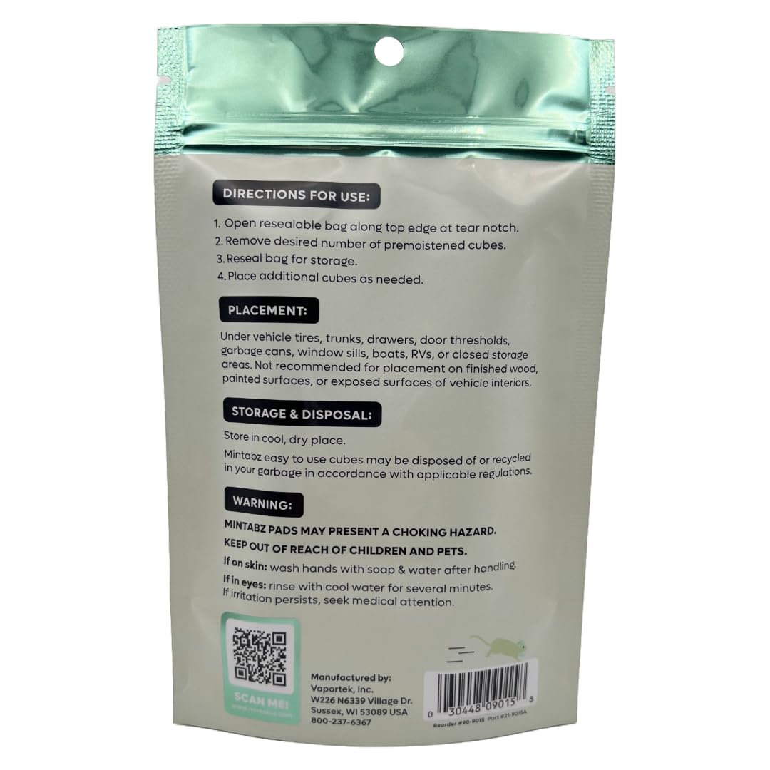 Mintek Mintabz: 24 Cubos Repelentes Naturales de Roedores con Aceite de Menta