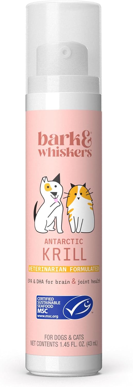Bark & Whiskers Aceite de Krill con Bomba - Omega-3 para Perros y Gatos - 42,9 ml