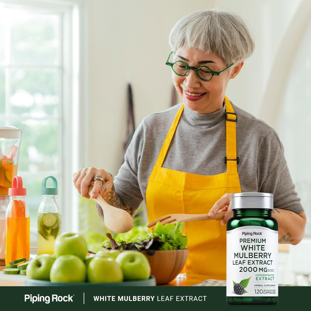 Cápsulas de Extracto de Hoja de Morera de Piping Rock | 120 Unidades | Suplemento Herbal | No-GMO, Sin Gluten
