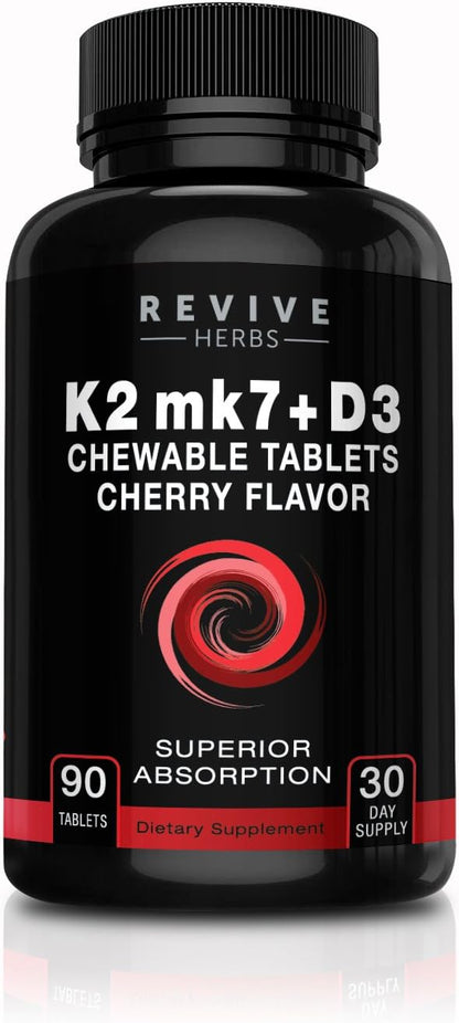Revive Herbs Vitamina K2 D3 - Comprimidos Masticables Sabor Cereza (90 uds) – Image 1