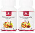 JulyDeer One Daily Tablet Multivitamin para Mujeres - Multimineral Completo con Vitamina A, C, D, E y Complejo B, Zinc y Más para Inmunidad, Cabello, Piel y Uñas, Digestión + Vegetariano - 2 Botes
