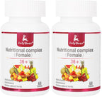 JulyDeer One Daily Tablet Multivitamin para Mujeres - Multimineral Completo con Vitamina A, C, D, E y Complejo B, Zinc y Más para Inmunidad, Cabello, Piel y Uñas, Digestión + Vegetariano - 2 Botes