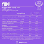 NovaFerrum Yum Multivitamínico con Hierro para Bebés y Niños - 120 Dosis - Sin Gluten - Sabor Frambuesa Uva
