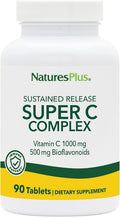 NaturesPlus Super C Complex, 1000 mg Vitamina C con Bioflavonoides, 90 Comprimidos de Liberación Sostenida