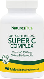 NaturesPlus Super C Complex - 1000 mg de Vitamina C + 500 mg de Bioflavonoides - Liberación Prolongada - 60 Comprimidos