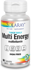 SOLARAY Twice Daily Multi Energy Multivitamínico Sin Hierro | Complejo Multivitamínico para Energía e Inmunidad | Non-GMO | 120 Cápsulas