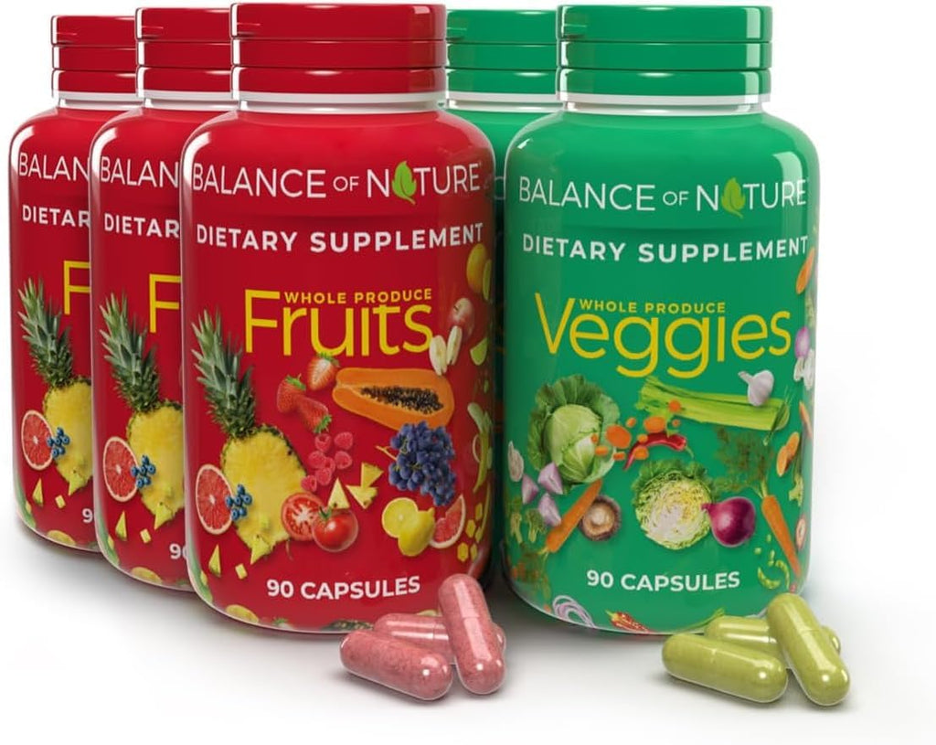 Balance of Nature - Suplemento de Alimentos Integrales con Frutas y Verduras - 90 Cápsulas, 3 Sets