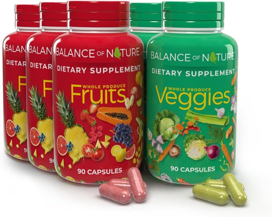 Balance of Nature - Suplemento de Alimentos Integrales con Frutas y Verduras - 90 Cápsulas, 3 Sets