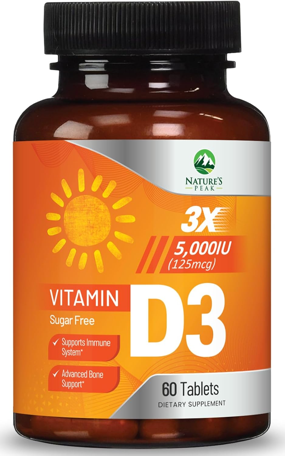 Vitamina D3 5000 IU (125 mcg) por Dosis - Triple Concentración - Apoyo Inmunológico - Vegano, Sin Gluten - Sabor Frambuesa - 60 Comprimidos Masticables