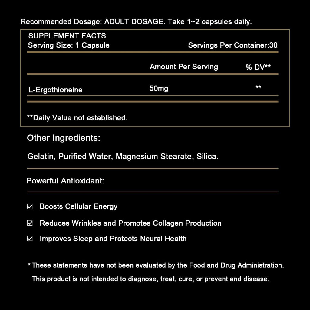 SUPER-SYN L-Ergotioneína 50 mg - Suplemento Antioxidante de Ultra Pura