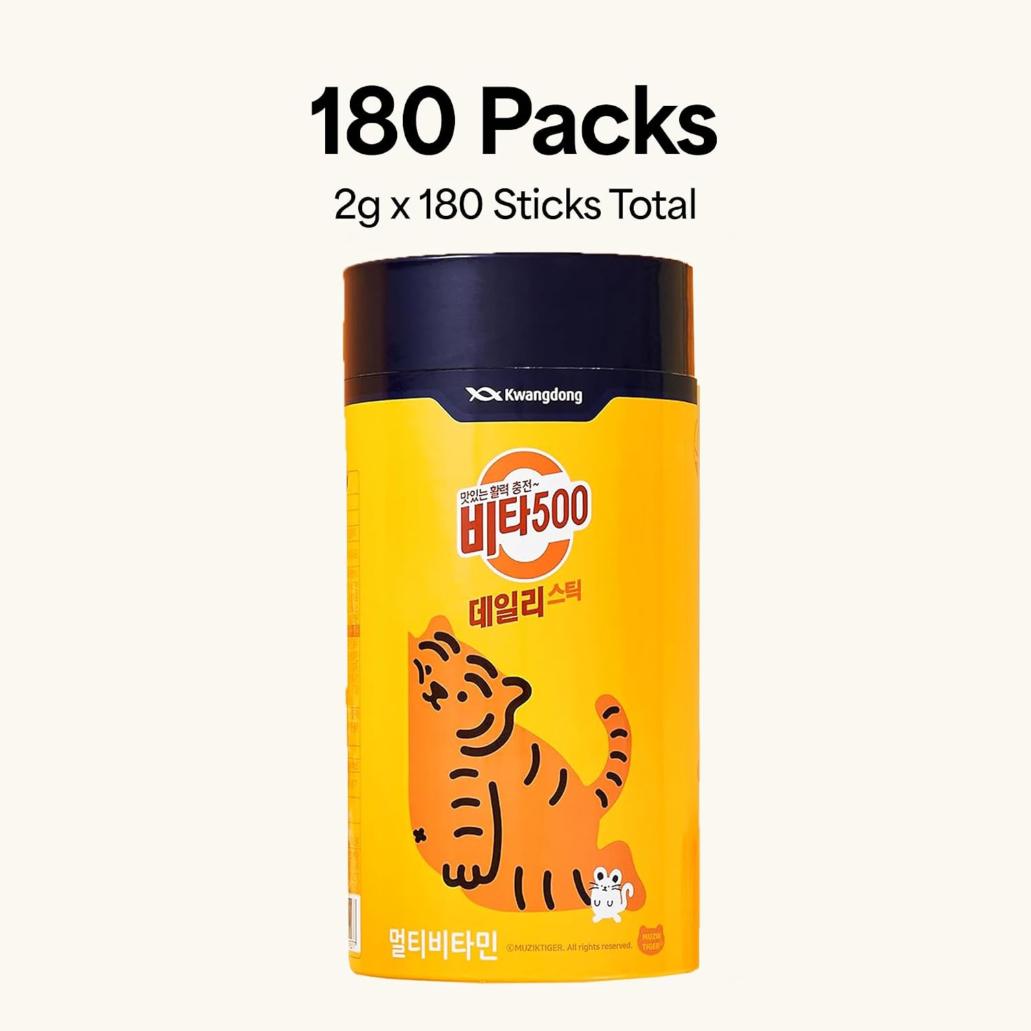 KWANGDONG Vita500 Multivitamínico en Polvo - Vitamina C 500mg + Complejo B - 180 Sticks (6 Meses)