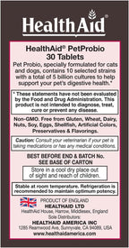 HealthAid PetProbio 5 Billion CFU Probiótico para Perros y Gatos - 10 Cepas - Sabor Natural a Carne e Hígado - No GMO, Sin Gluten