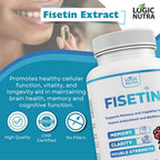 Logic Nutra Fisetina Doble Concentración - 200 mg por Cápsula - 60 Cápsulas - Suplemento Antioxidante