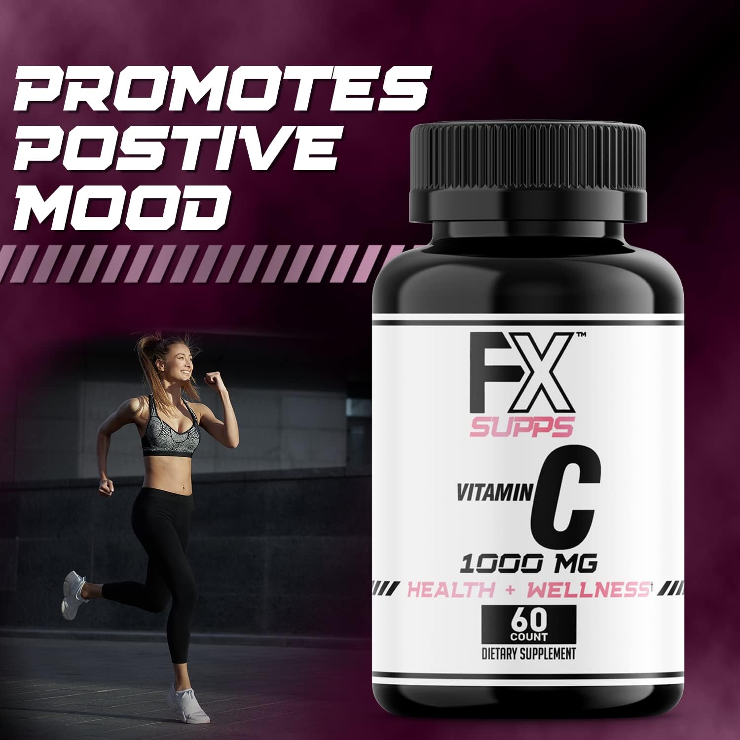 FXSUPPS Vitamina C 1000 mg (100 Cápsulas) - Suplemento Vegano de Vitamina C para Adultos