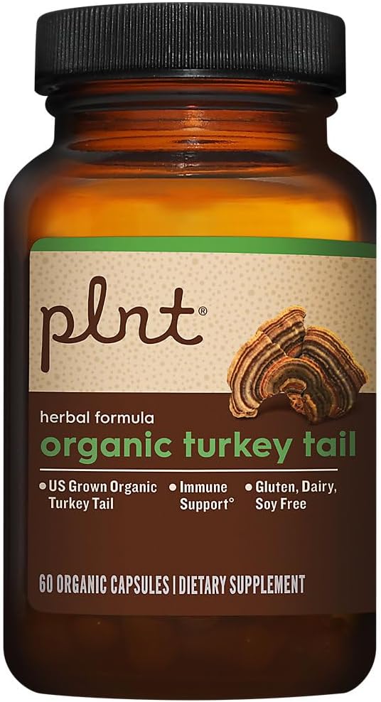 Plnt Organic Turkey Tail - Fórmula Herbal de Hongo para Apoyo Inmunitario (60 Cápsulas Orgánicas)