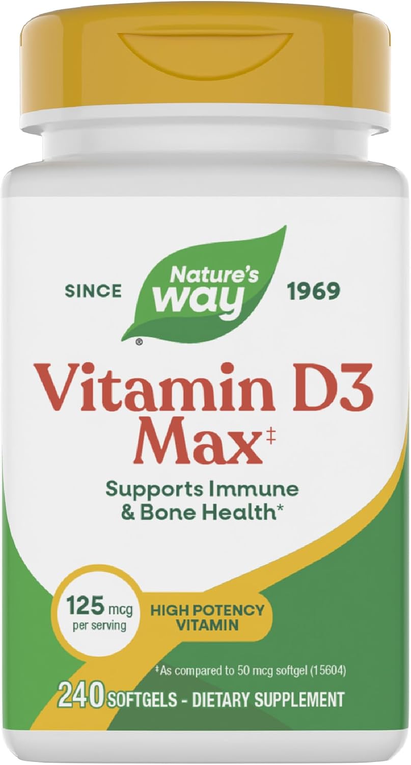 Nature's Way Vitamina D3 5000 UI, 240 cápsulas blandas