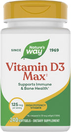 Nature's Way Vitamina D3 5000 UI, 240 cápsulas blandas