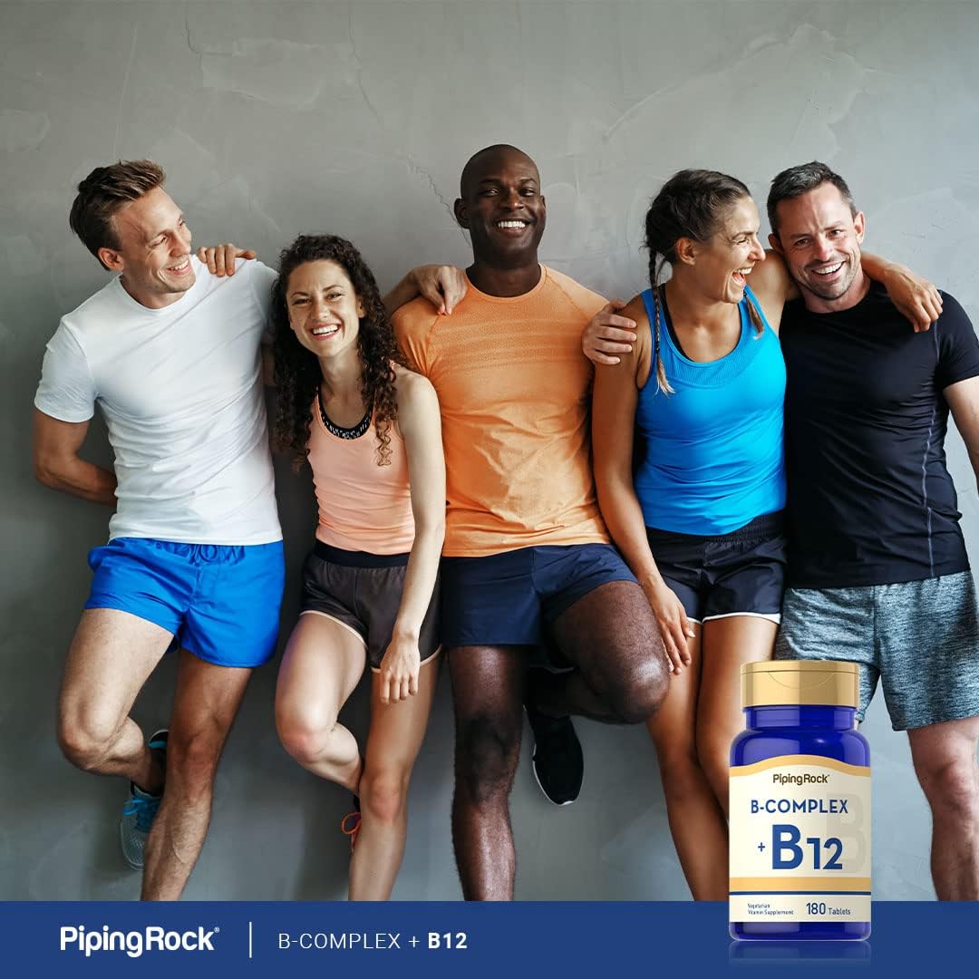 Piping Rock Complejo B con B12 | 180 Comprimidos | Vegetariano, Sin OGM, Sin Soja