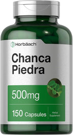 Horbäach Chanca Piedra Cápsulas | 500mg | 150 Cápsulas | Suplemento Herbal Sin Gluten y No Transgénico