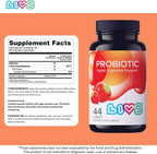 LIVS Probióticos en Gominolas para Mujeres y Hombres – 5 Mil Millones de CFU Bacillus Coagulans – Salud Digestiva, Ánimo e Inmunidad – Natural, Vegano, Sabor Fresa – 44 Gomitas