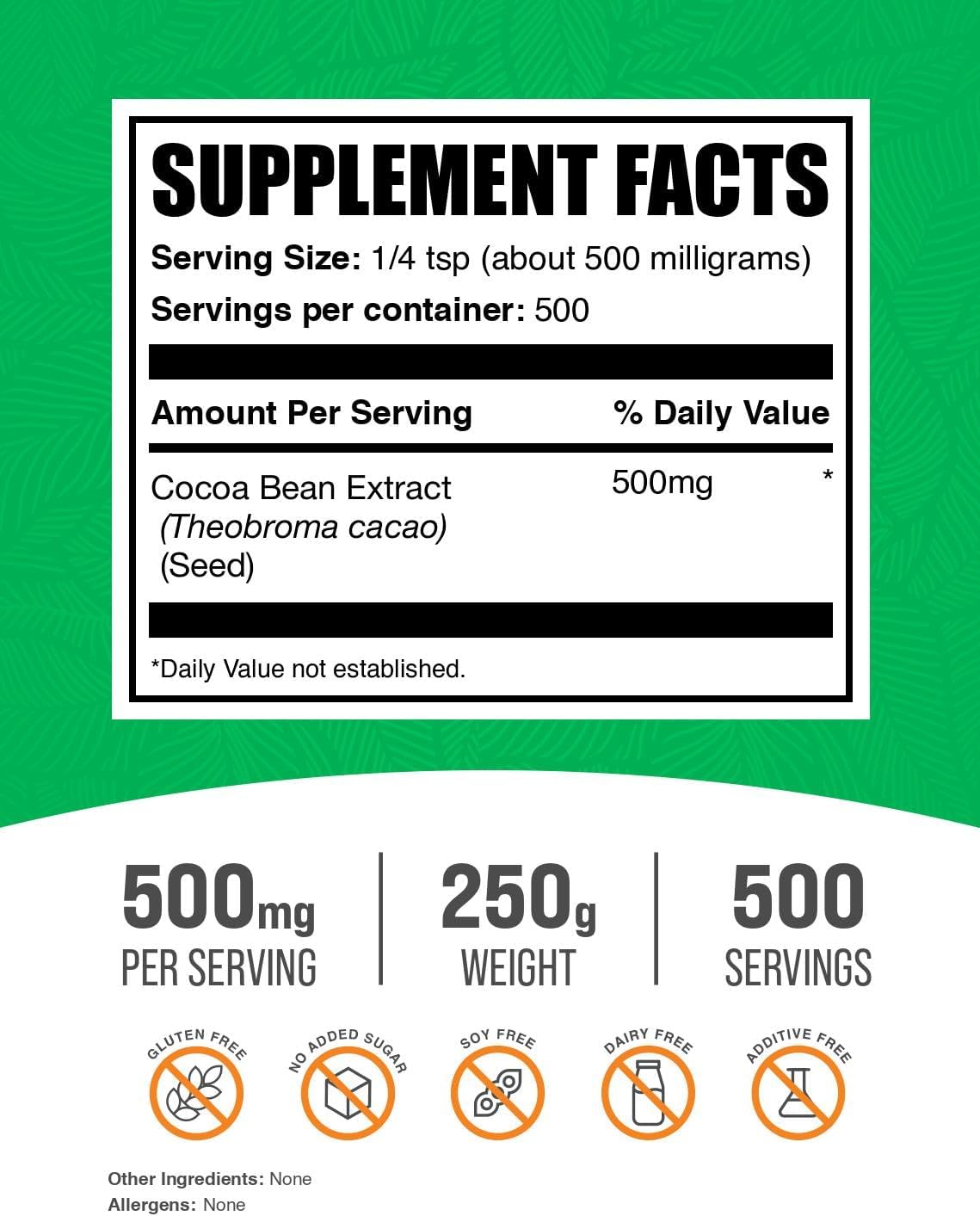 Extracto de Cacao en Polvo - 250g - Sin Endulzar, Vegano y Sin Gluten - BulkSupplements