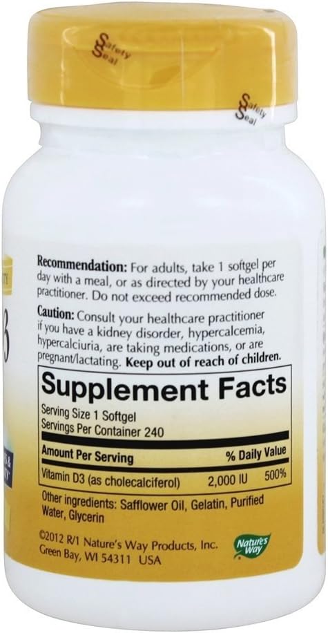 Nature's Way Vitamina D-3 2.000 UI - 240 Cápsulas Blandas