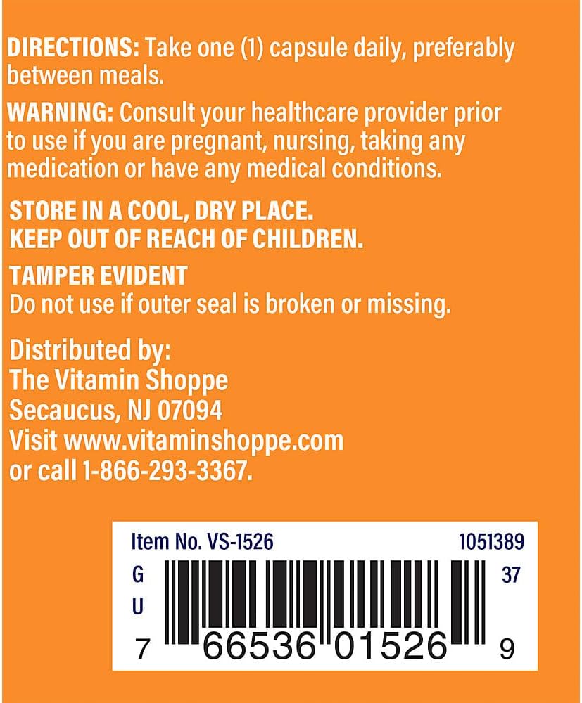 The Vitamin Shoppe Acetil-L-Carnitina 500mg – Carnipure™ – 60 Cápsulas