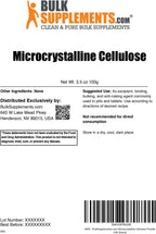 BulkSupplements.com Celulosa Microcristalina en Polvo - MCC, Grado Alimenticio - Excipiente, Aglutinante y Antiaglomerante, 100g