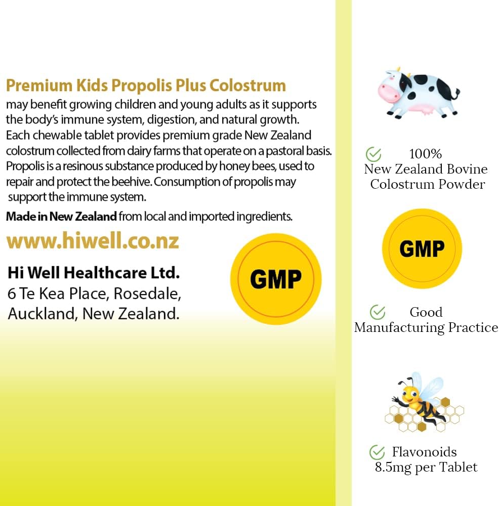 Hi Well Premium Kids Propolis + Calostro - 180 Comprimidos Masticables