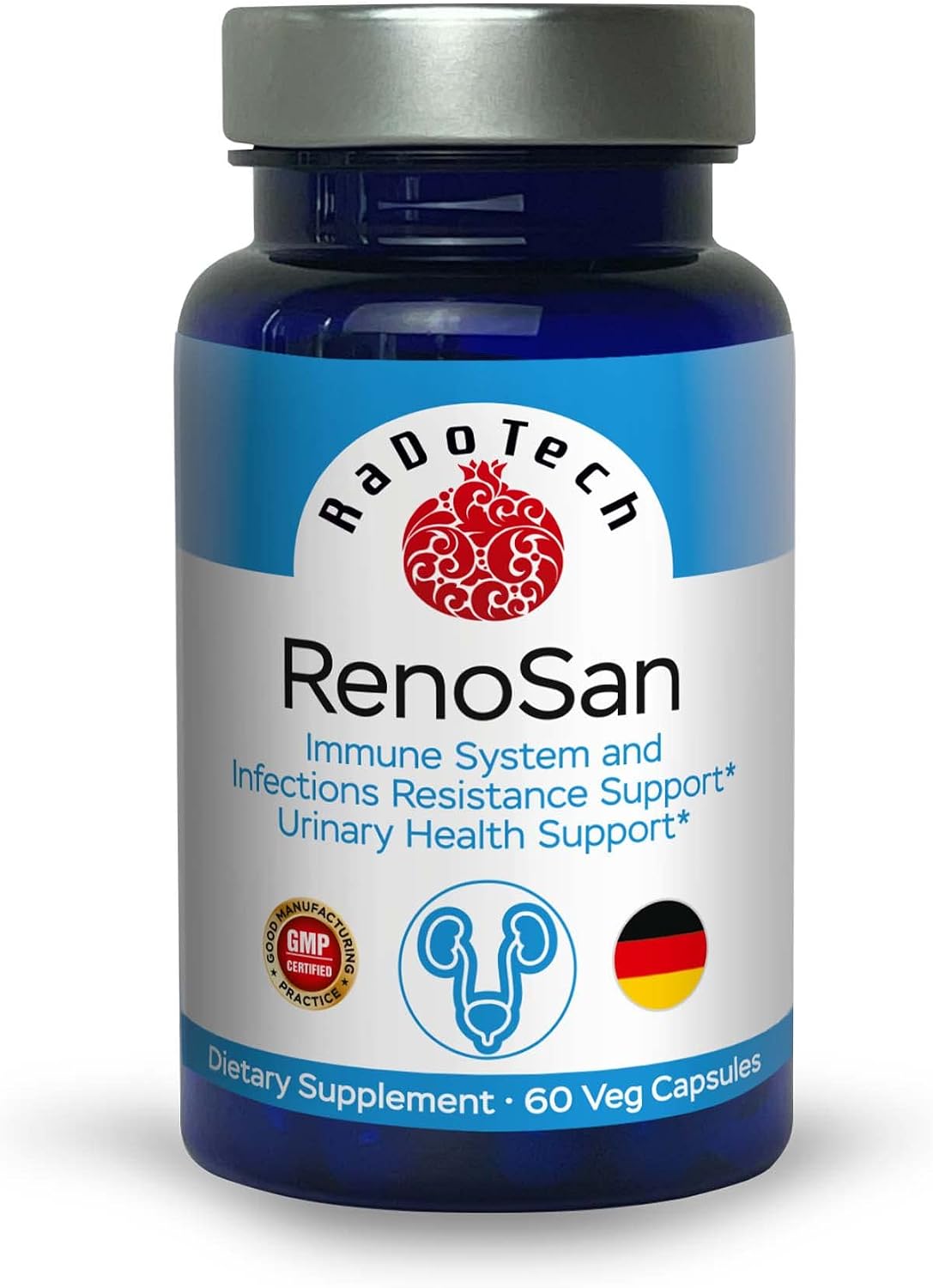 RaDoTech RenoSan - Complemento para la salud del tracto urinario, 60 cápsulas veganas