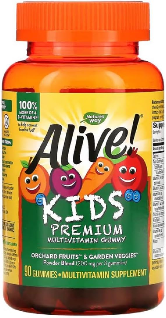 Nature's Way Alive! Multivitamínico Infantil en Gominolas, Mezcla de Frutas y Verduras, Sin Gluten, 90 Gominolas (Pack de 2)